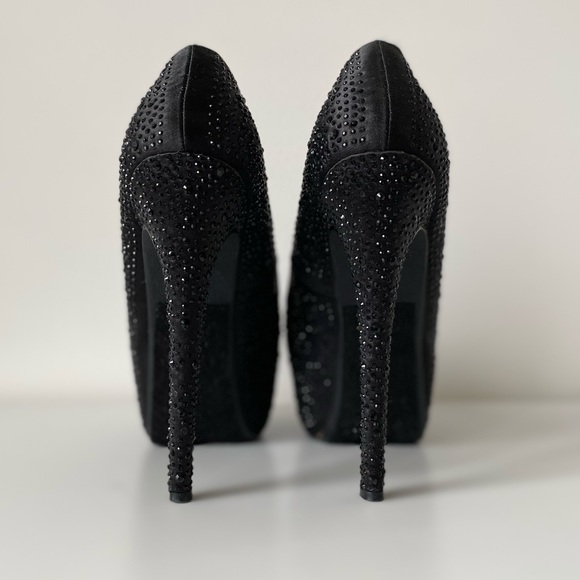 Paprika | Black Rhinestone Studded Stiletto Heels - Picture 4 of 13